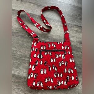 Vera Bradley Red Quilted Penguin Crossbody Bag - Holiday Edition SKU #P650